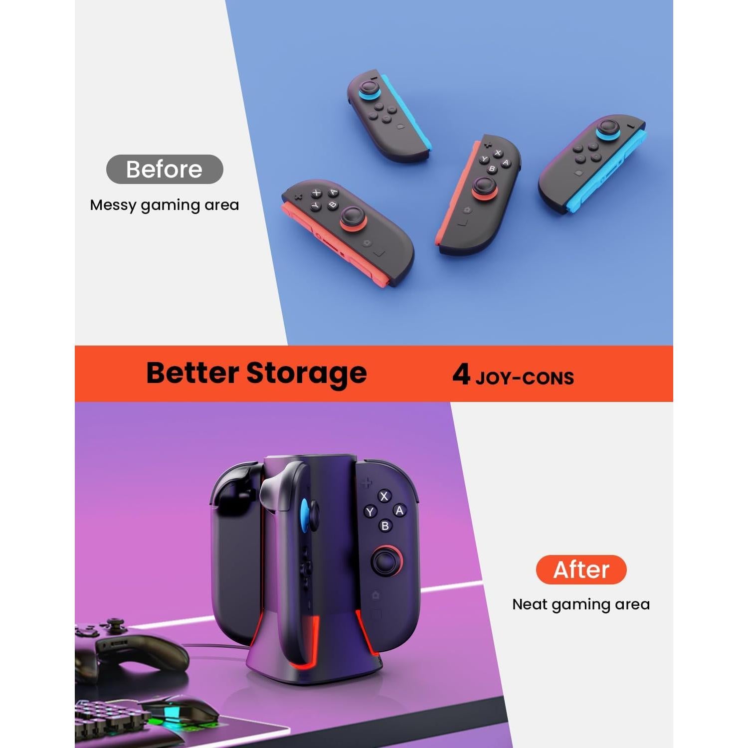 Base de Carga 4 en 1 GEEKERA para Controladores Switch 2