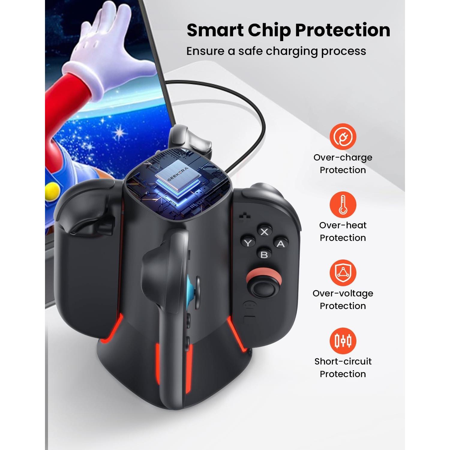 Base de Carga 4 en 1 GEEKERA para Controladores Switch 2