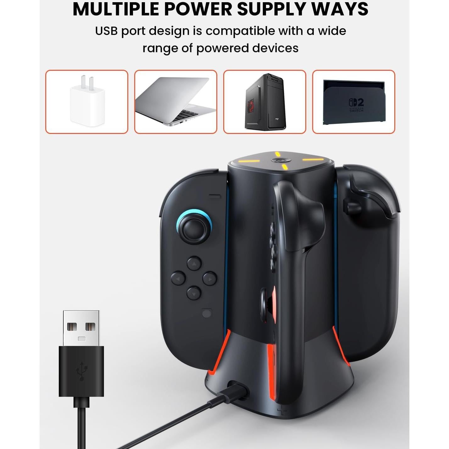 Base de Carga 4 en 1 GEEKERA para Controladores Switch 2