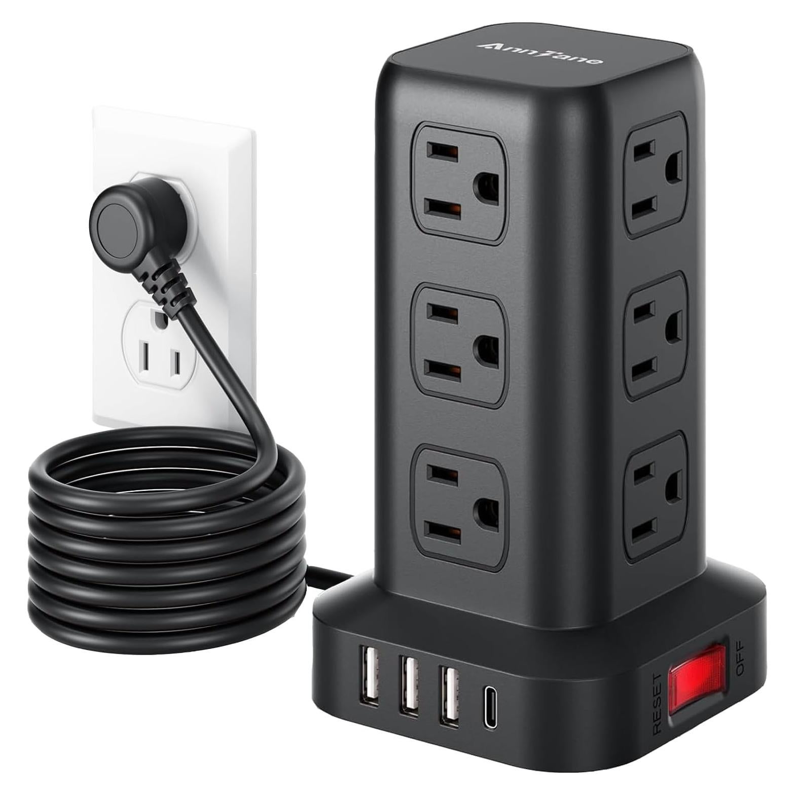 Regleta de Protección AnnTane 1.98m con 12 Salidas y 4 USB