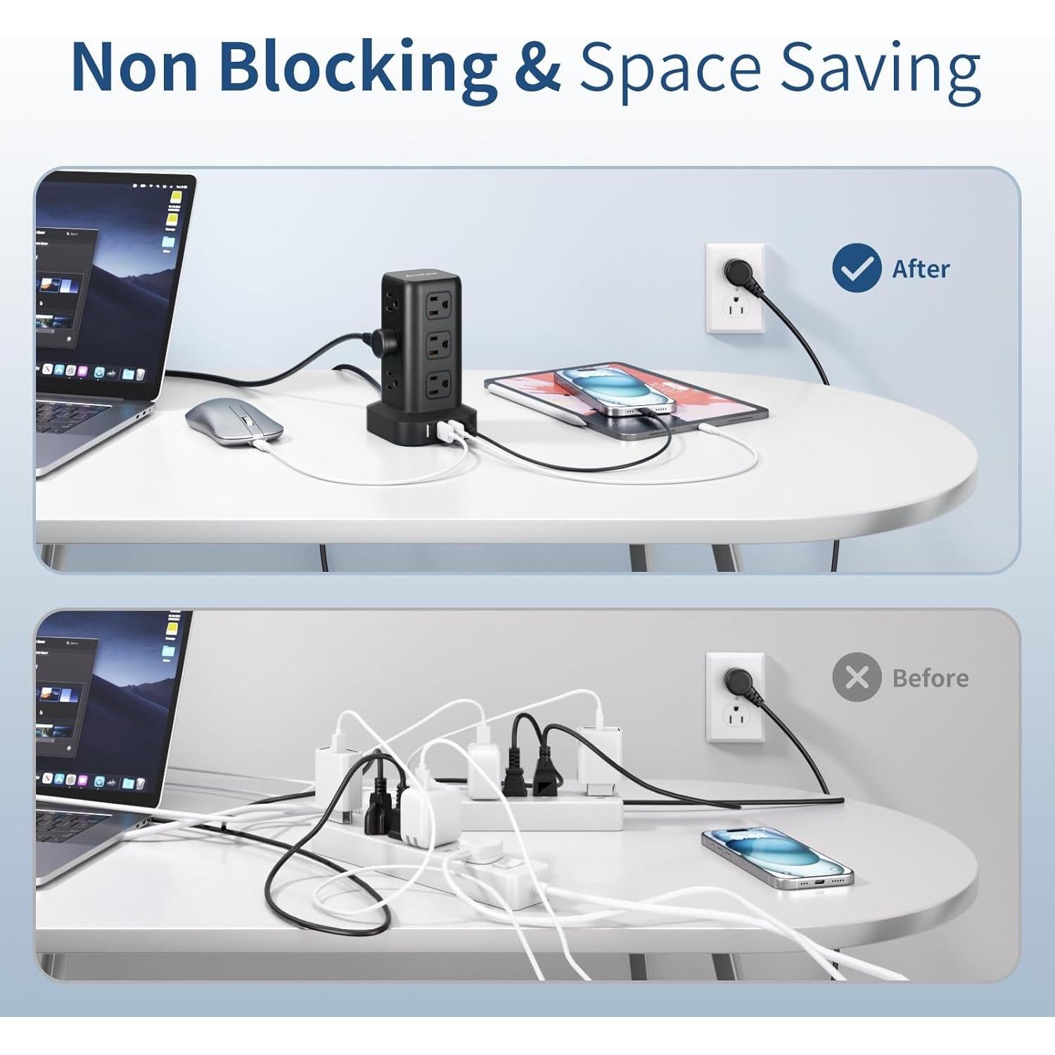 Regleta de Protección AnnTane 1.98m con 12 Salidas y 4 USB