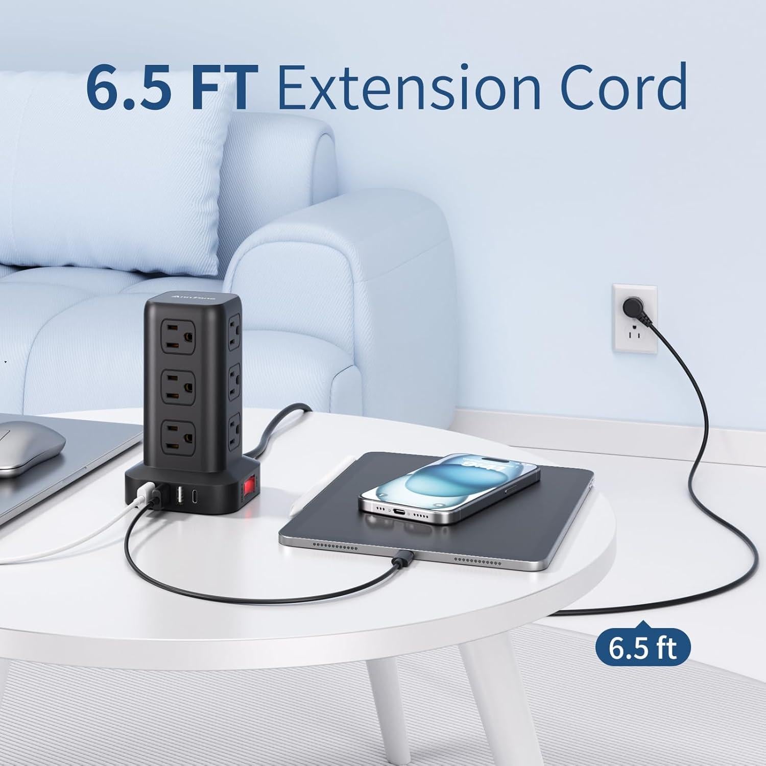 Regleta de Protección AnnTane 1.98m con 12 Salidas y 4 USB