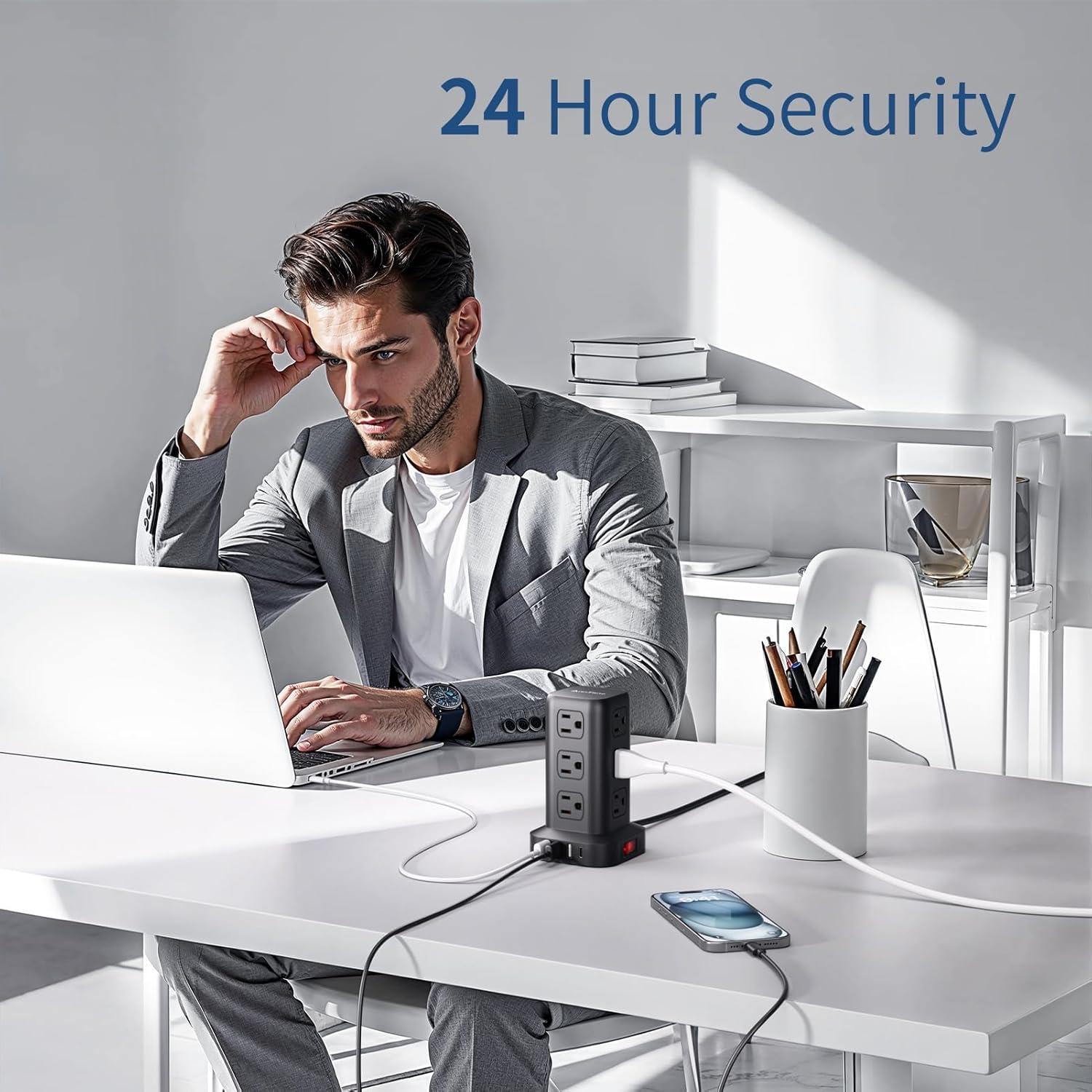 Regleta de Protección AnnTane 1.98m con 12 Salidas y 4 USB