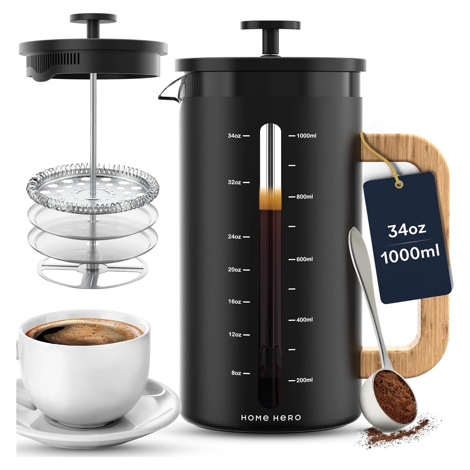 Prensa Francesa Home Hero 1L - Acero Inoxidable y Vidrio