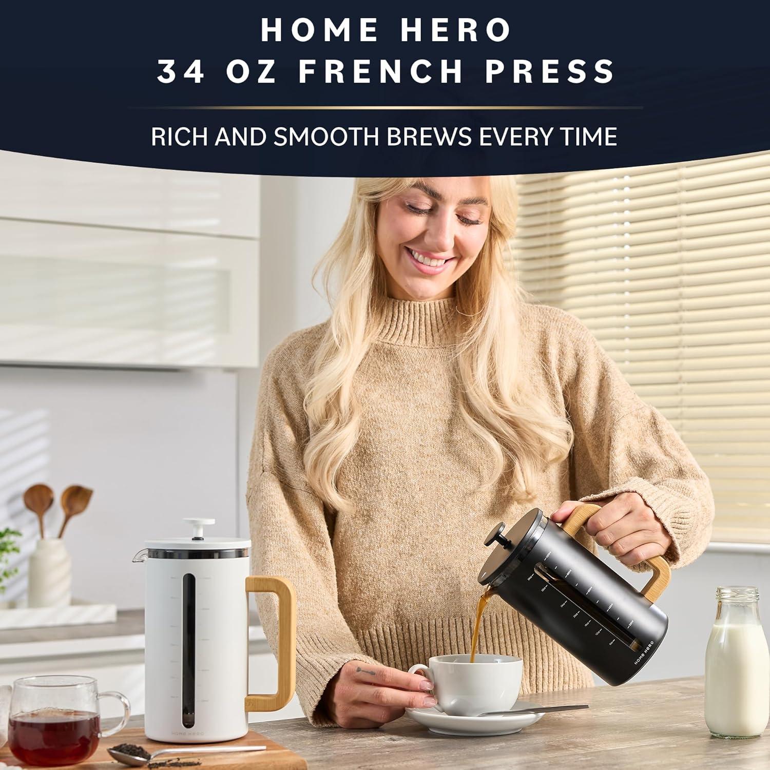 Prensa Francesa Home Hero 1L - Acero Inoxidable y Vidrio
