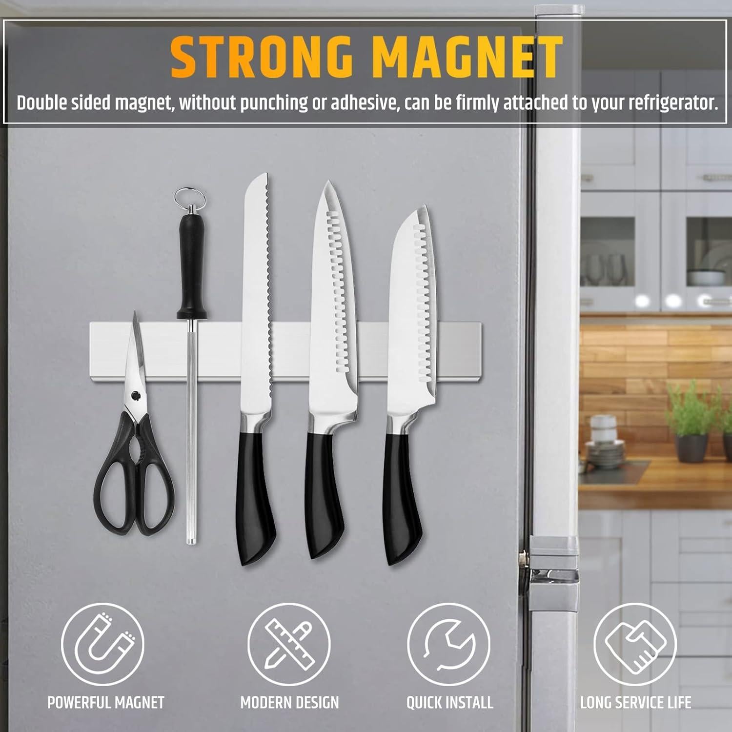 Soporte Magnético para Cuchillos LERJU 30cm Acero Inoxidable Plata