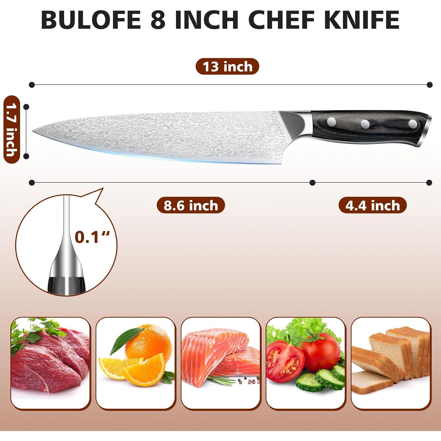 Cuchillo de Chef BULOFE 20.32 cm Acero Inoxidable con Afilador