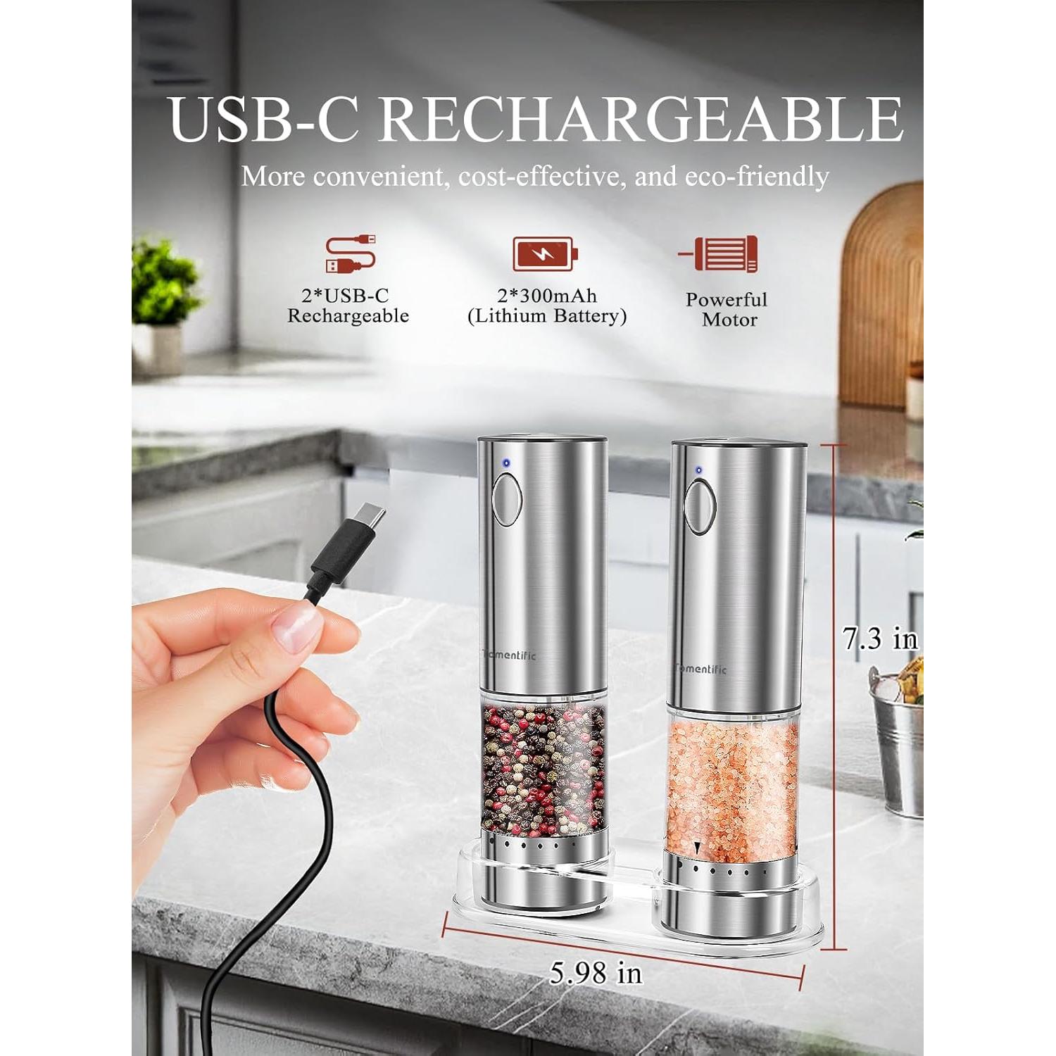 Juego de Molinillos Eléctricos de Sal y Pimienta Tomentific