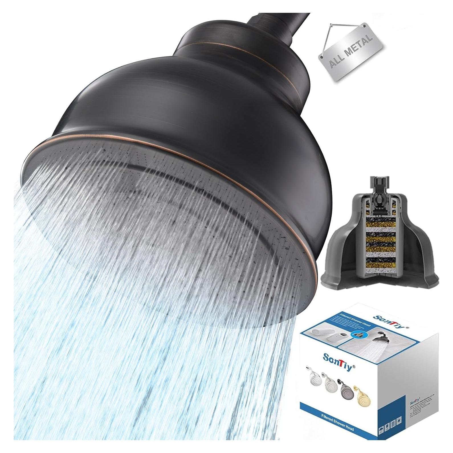 Cabezal de Ducha Filtrado SonTiy 6" Alta Presión Acero Inoxidable