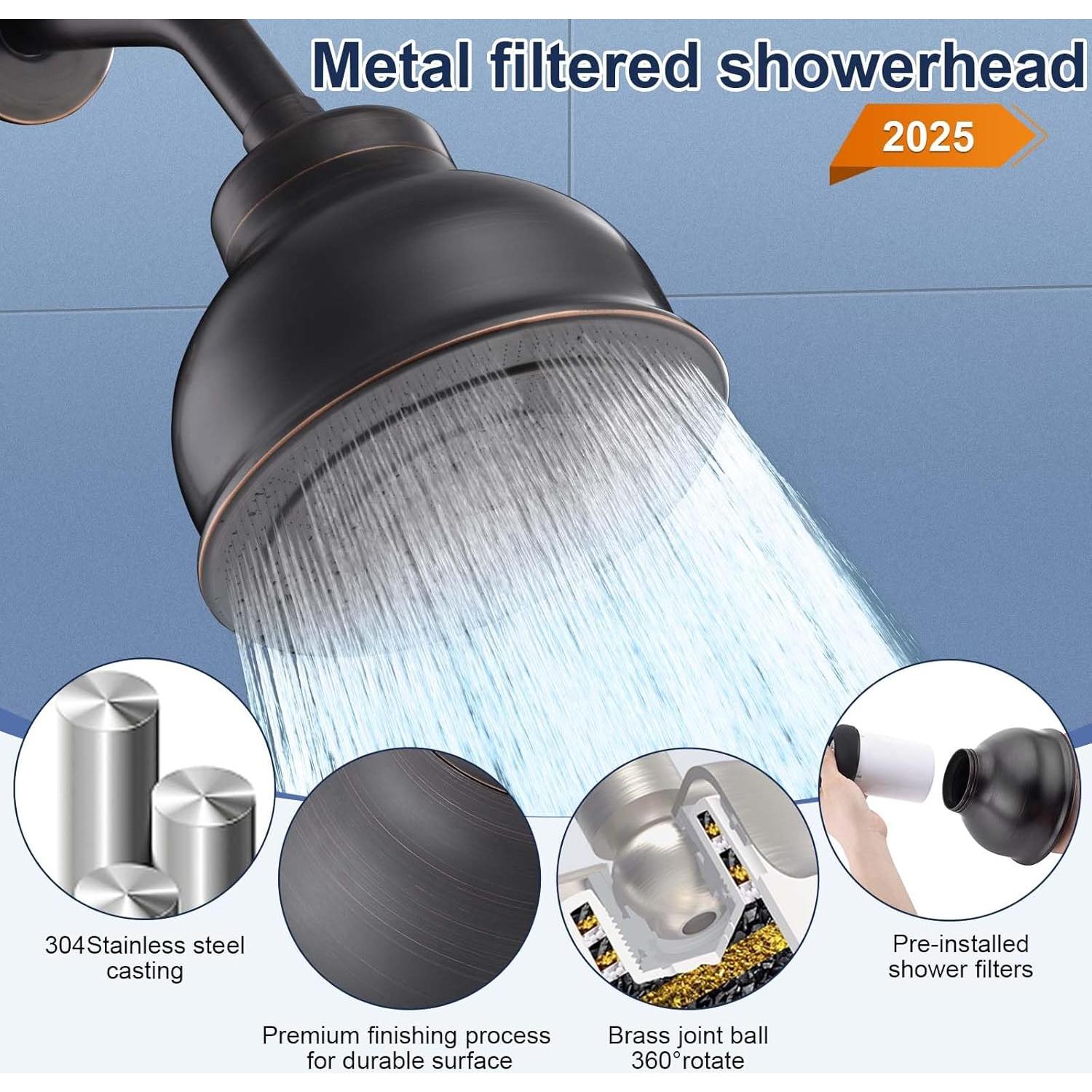 Cabezal de Ducha Filtrado SonTiy 6" Alta Presión Acero Inoxidable