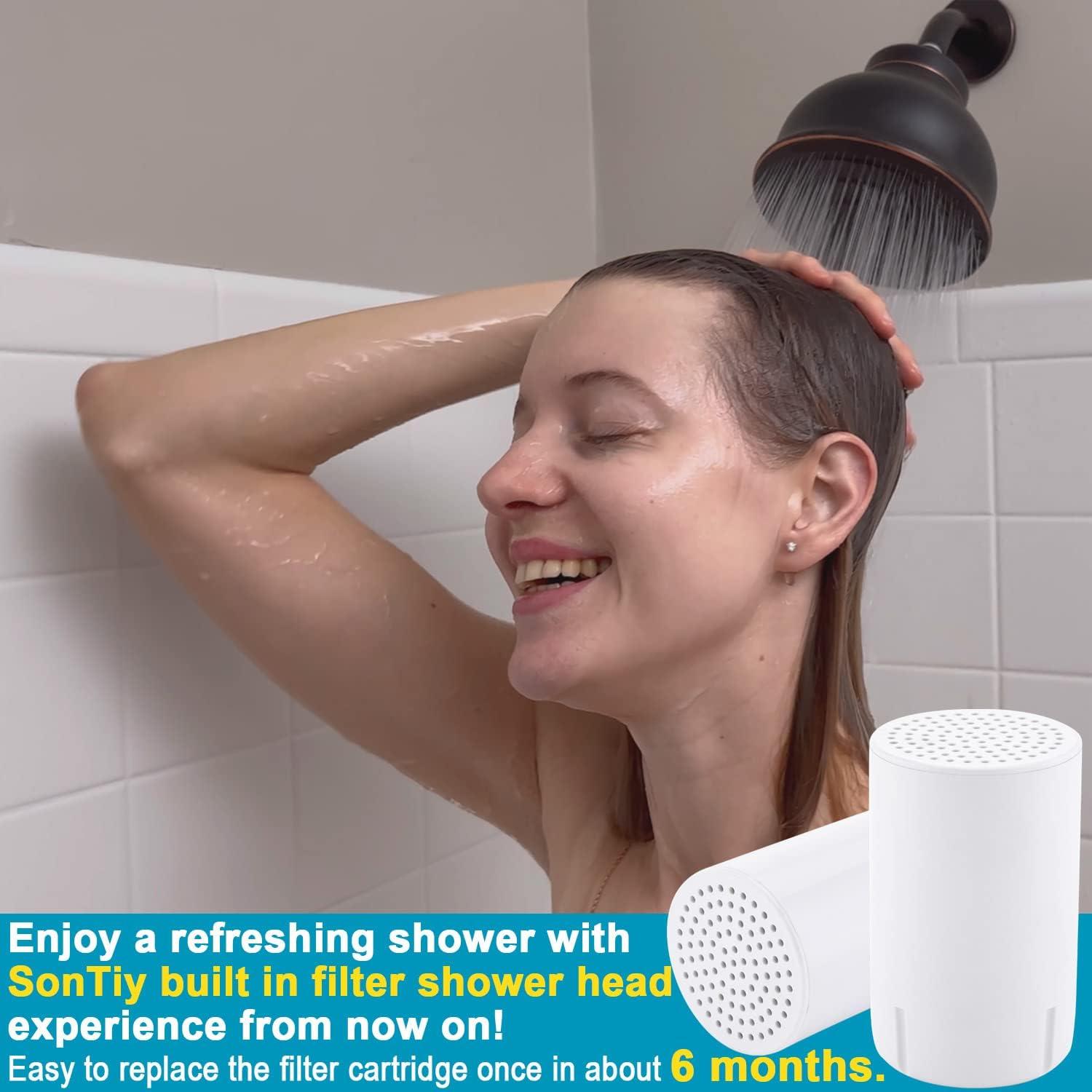 Cabezal de Ducha Filtrado SonTiy 15 cm Dorado Alta Presión