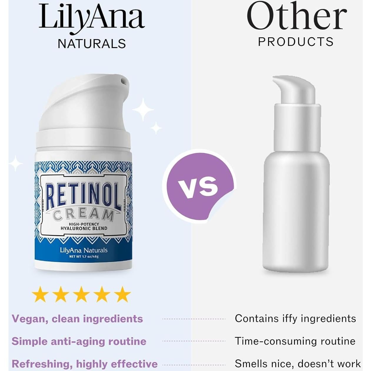 Crema Facial Anti Envejecimiento Retinol LilyAna 28g Hidratante