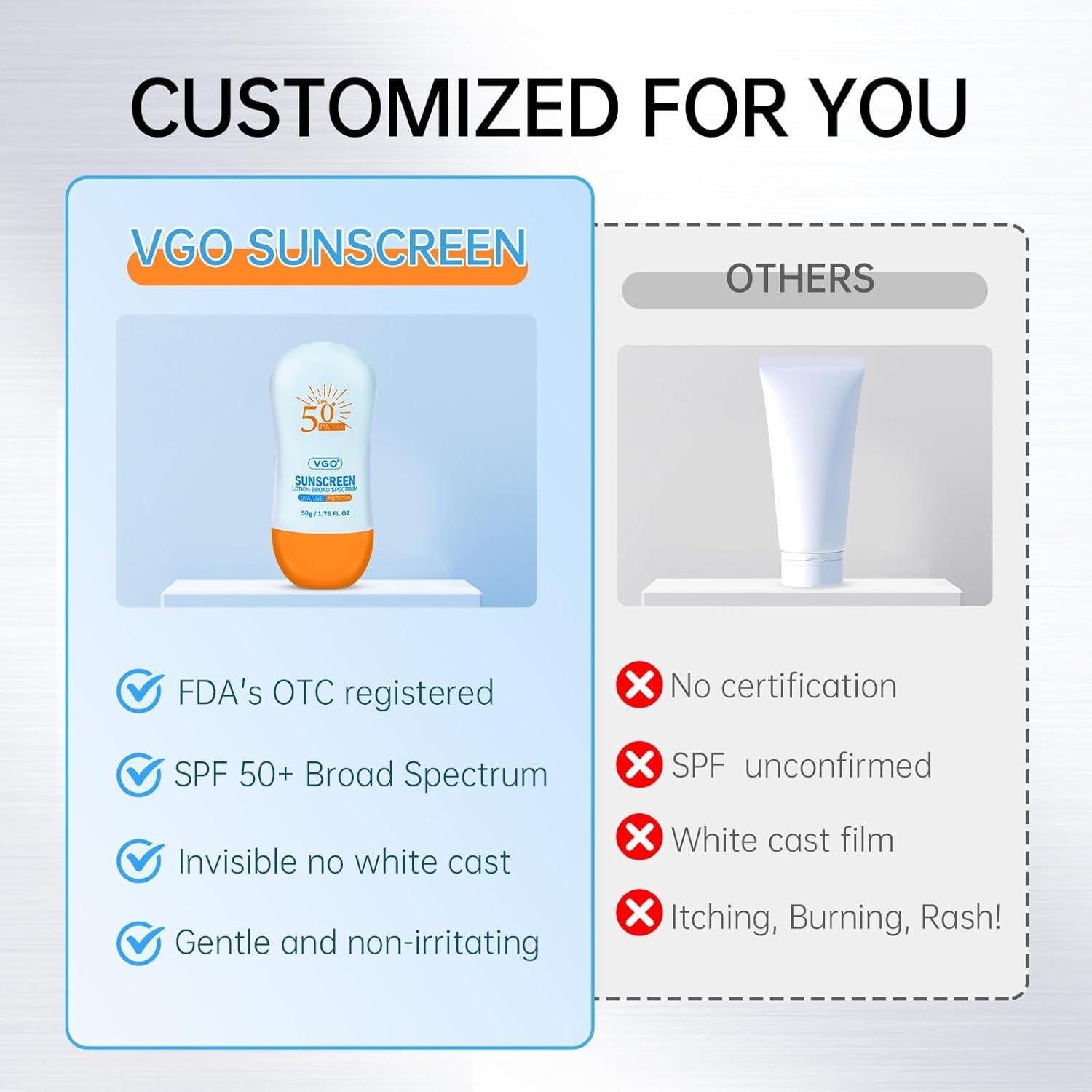 Protector Solar VGO SPF 50+ para la Cara - 52 ml (2 unidades)