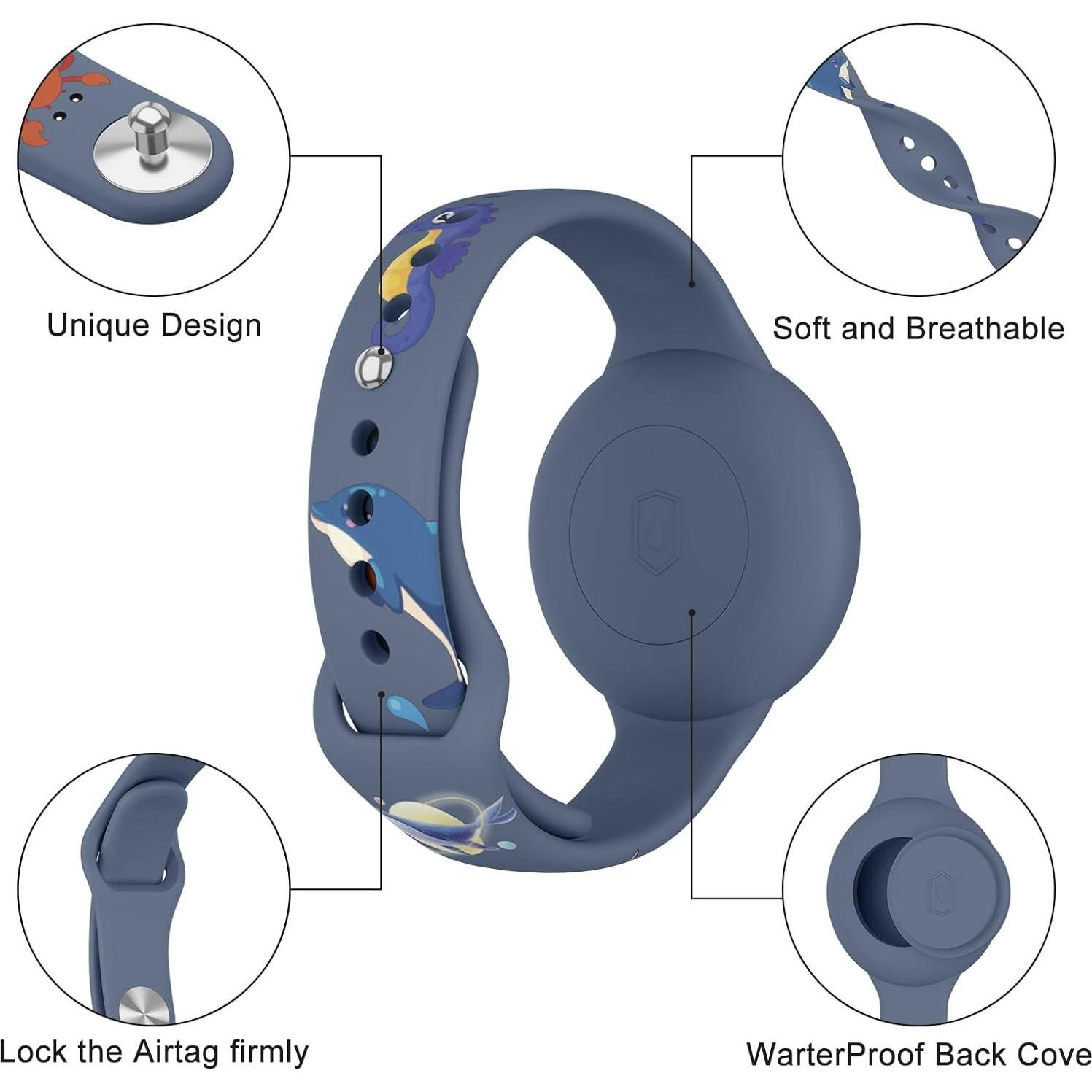 Pulsera Impermeable para AirTag Niños Vanjua Azul Tiburón