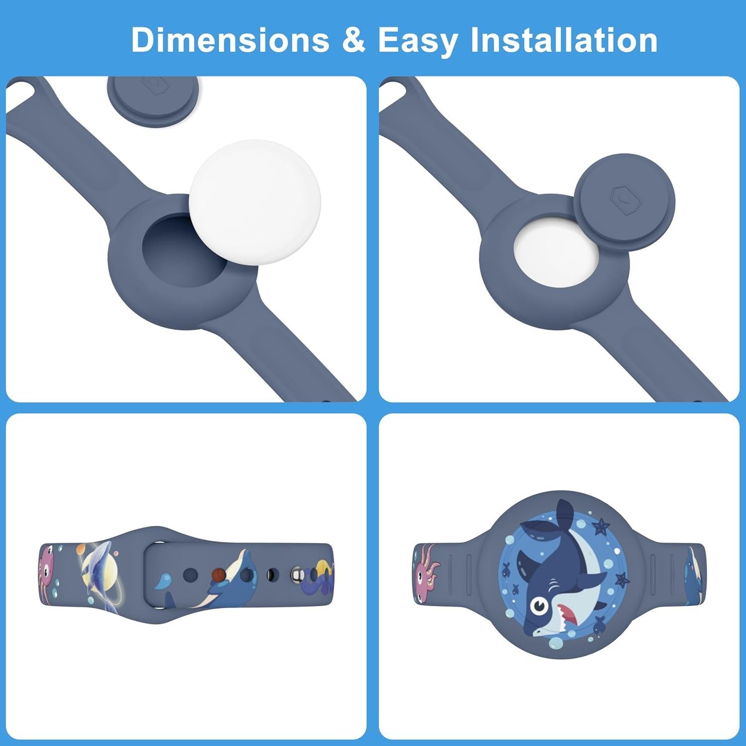 Pulsera Impermeable para AirTag Niños Vanjua Azul Tiburón