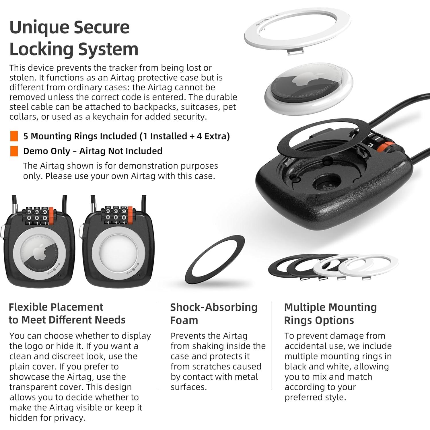 Soporte con candado de combinación UP Security para AirTag