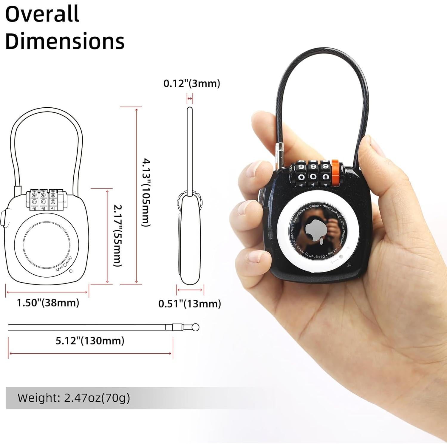 Soporte con candado de combinación UP Security para AirTag