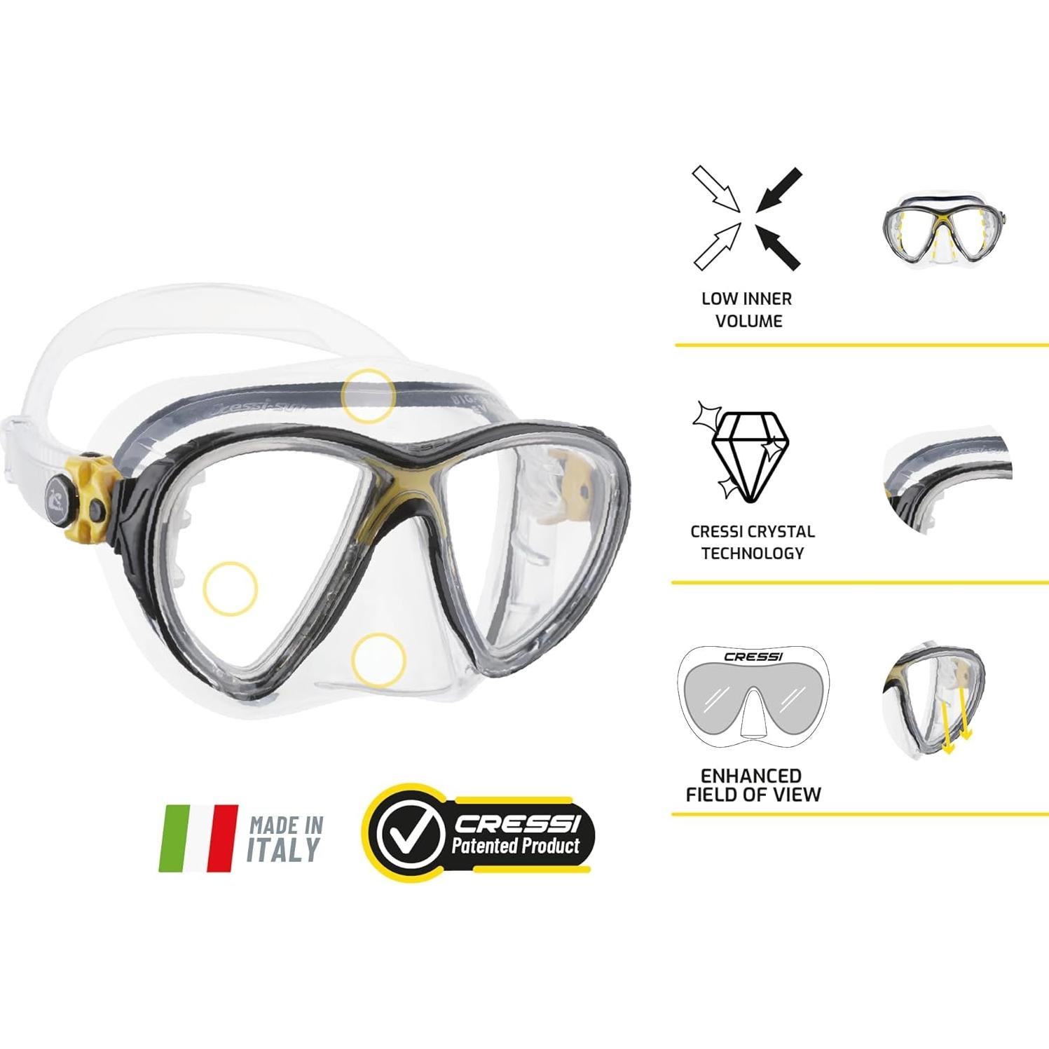 Cressi Máscara de Buceo Big Eyes Evolution Crystal - Unisex