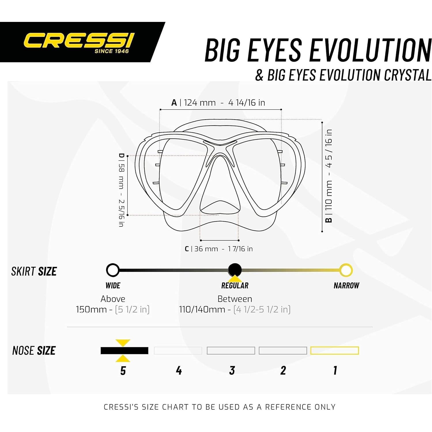 Cressi Máscara de Buceo Big Eyes Evolution Crystal - Unisex