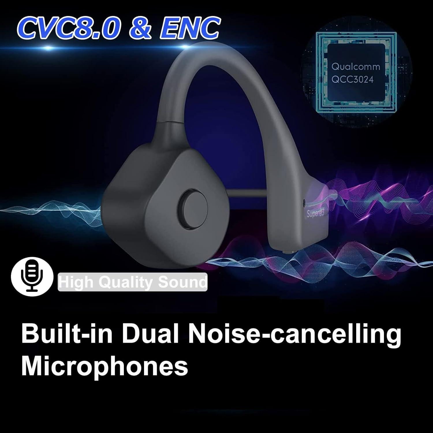 Auriculares de Conducción Ósea Bluetooth 5.2 SuperQ3 Impermeables