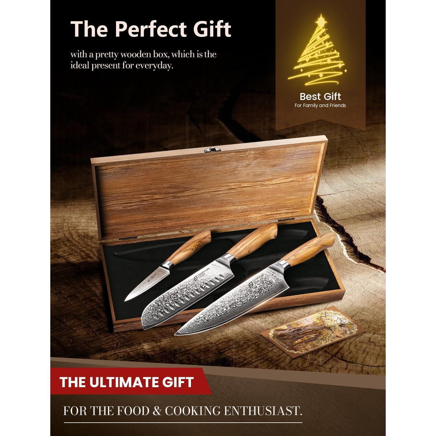 Juego de cuchillos de cocina Emojoy 3 piezas Damasco 67 capas