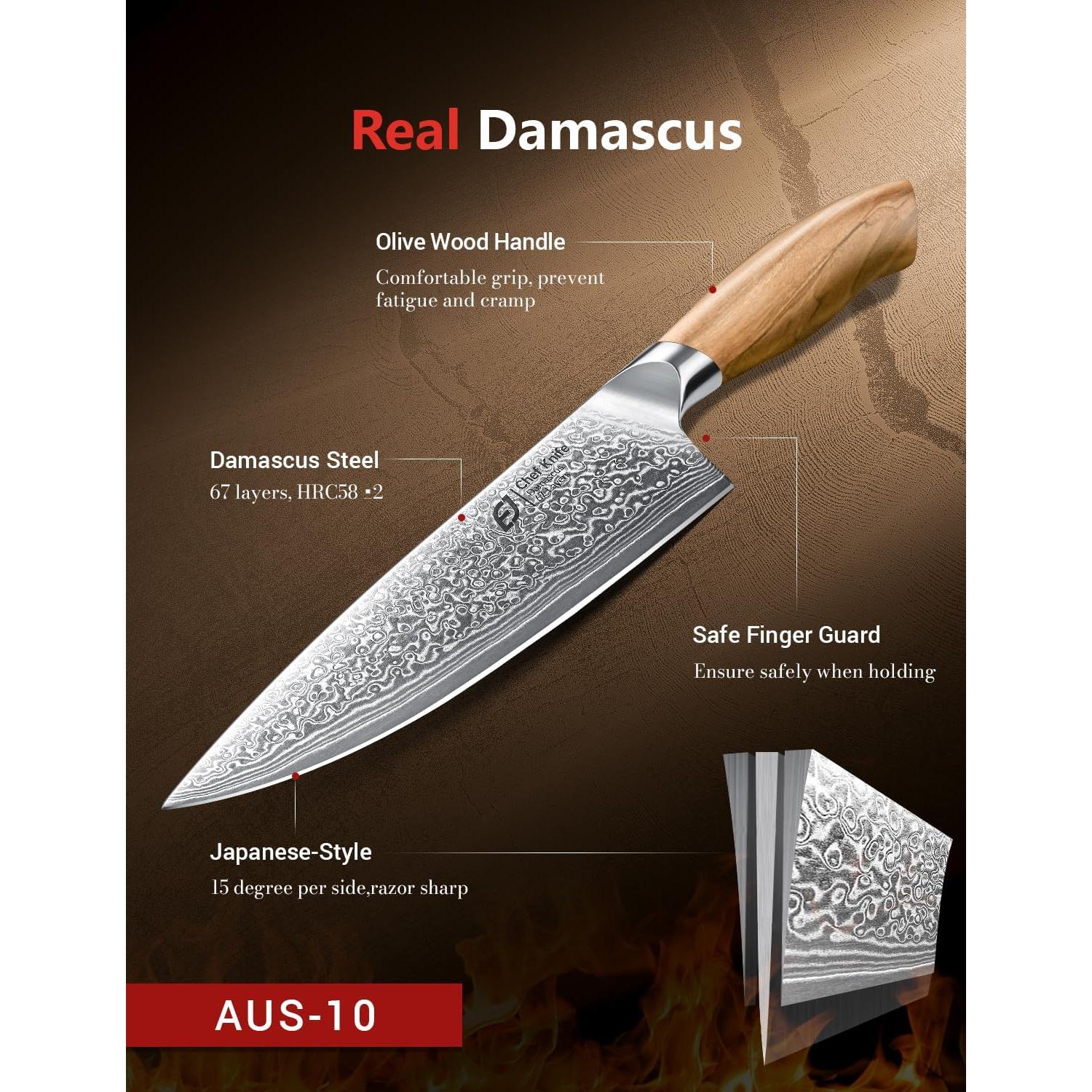 Juego de cuchillos de cocina Emojoy 3 piezas Damasco 67 capas