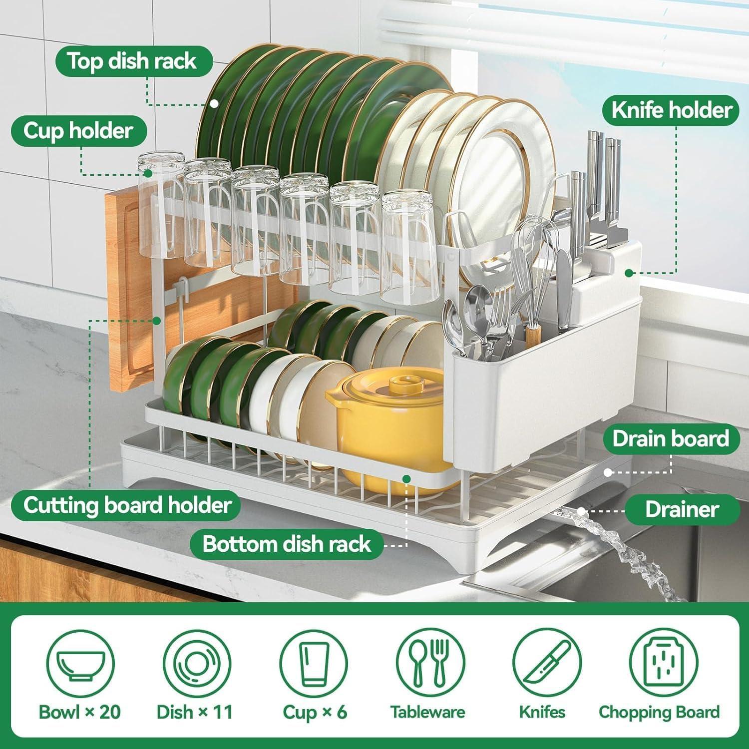 Estante Secador de Platos BCWW 2 Niveles Blanco 42x30 cm