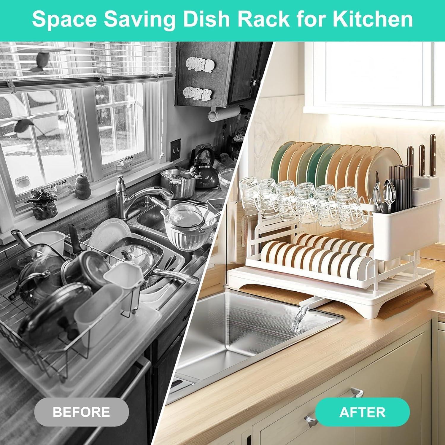 Estante Secador de Platos BCWW 2 Niveles Blanco 42x30 cm