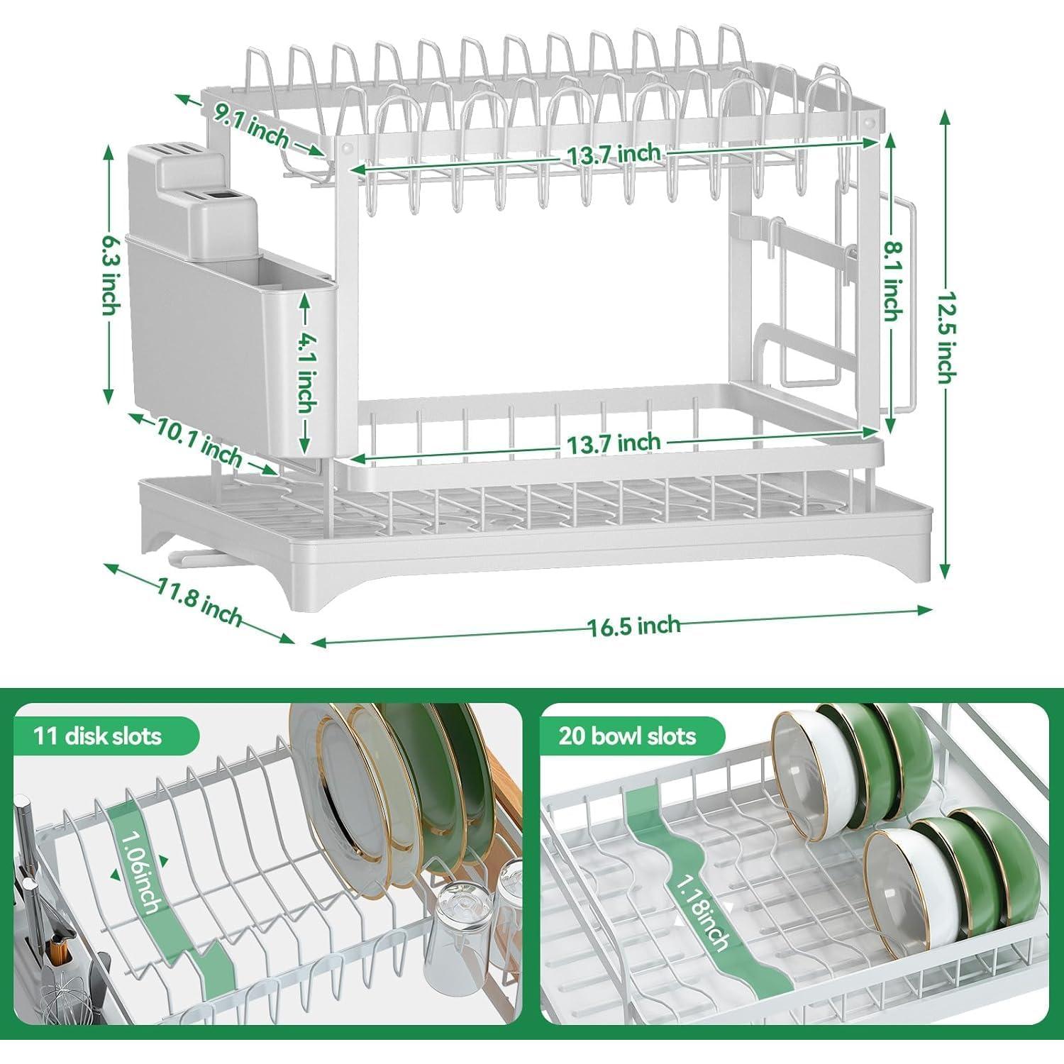 Estante Secador de Platos BCWW 2 Niveles Blanco 42x30 cm