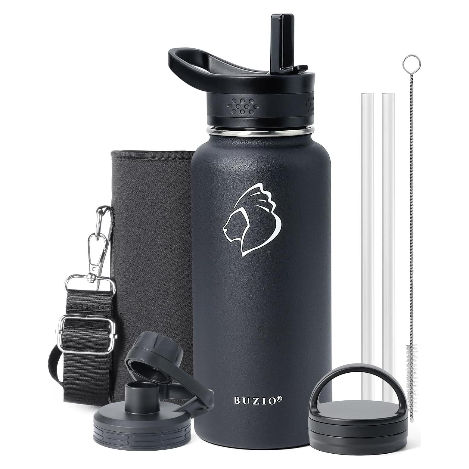 Botella de Agua Aislada BUZIO 32 oz Acero Inoxidable Negra