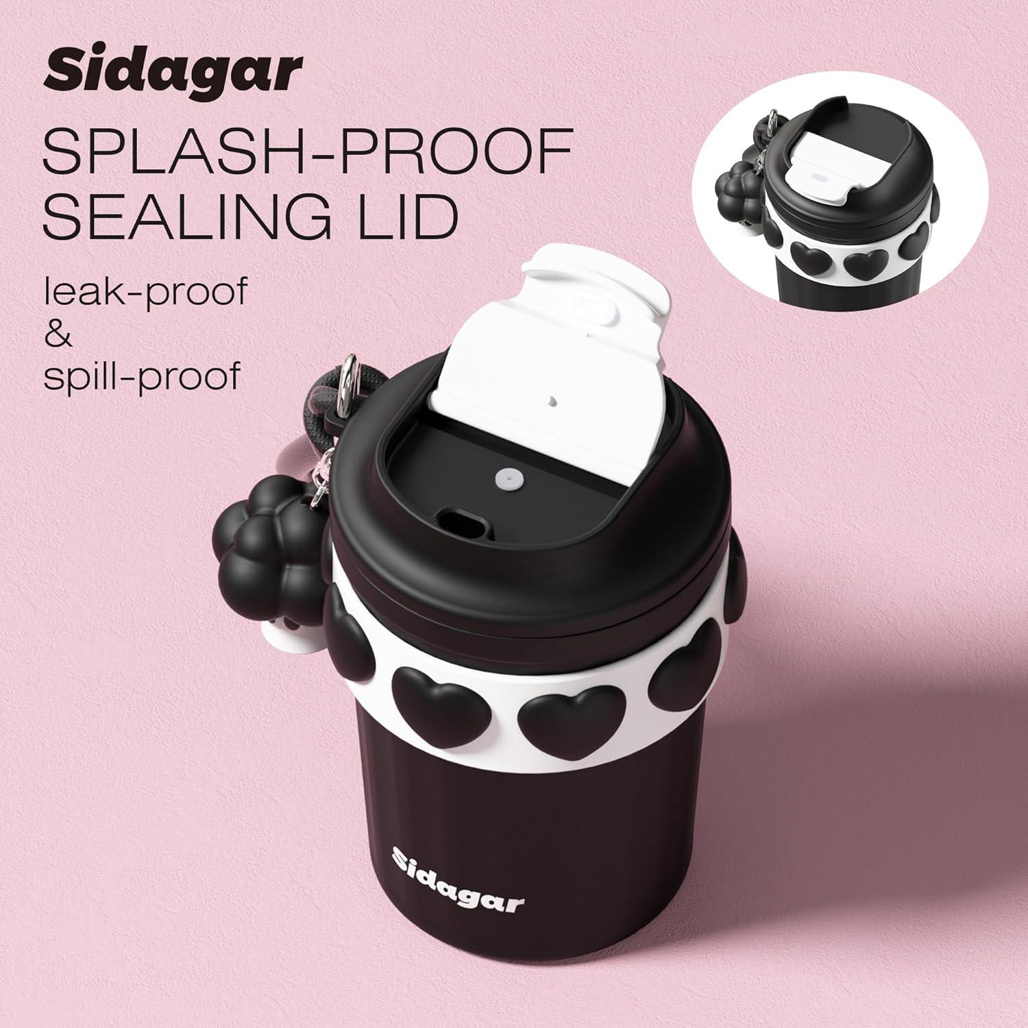 Taza de Café Térmica SDGA+ 12 oz Acero Inoxidable Negra