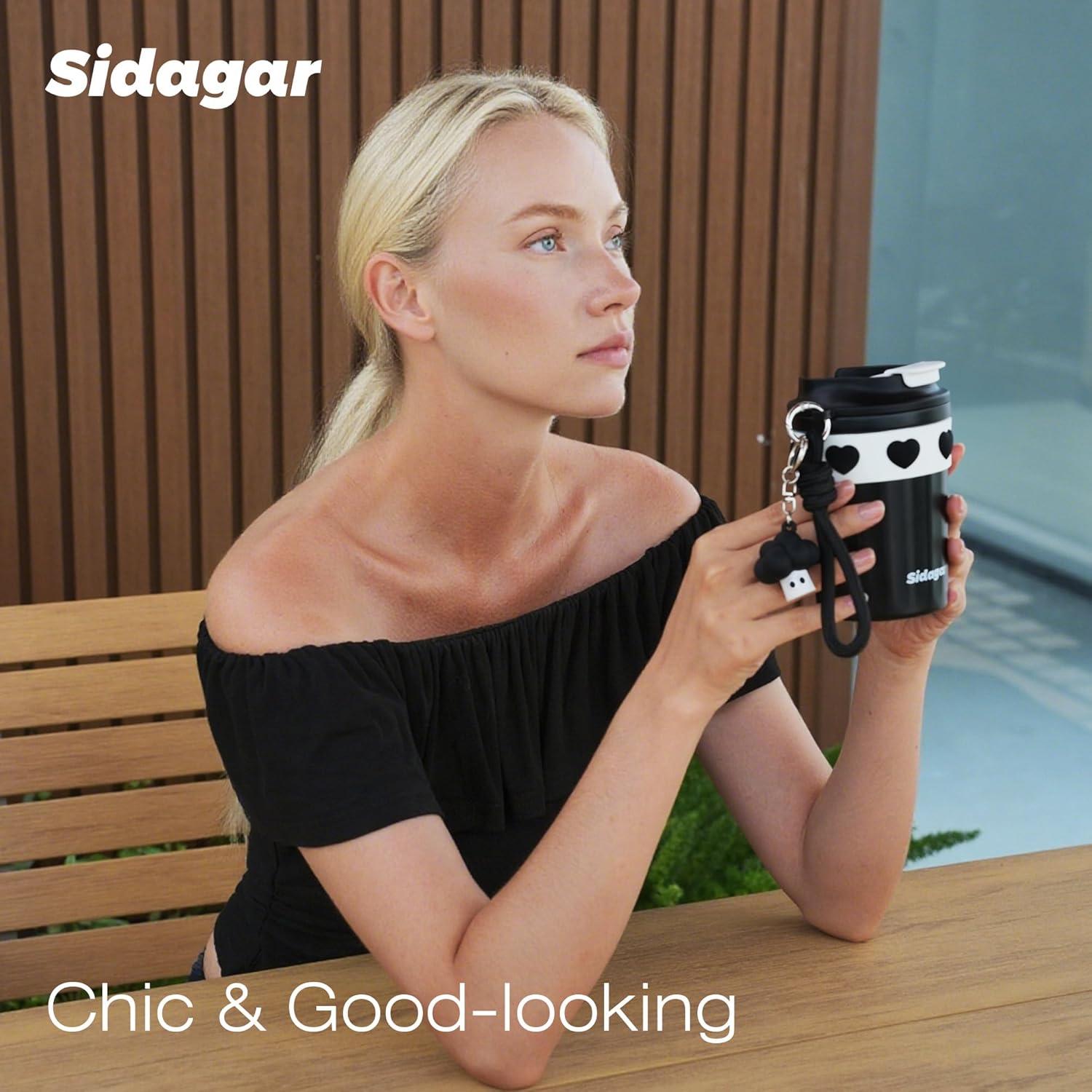 Taza de Café Térmica SDGA+ 12 oz Acero Inoxidable Negra