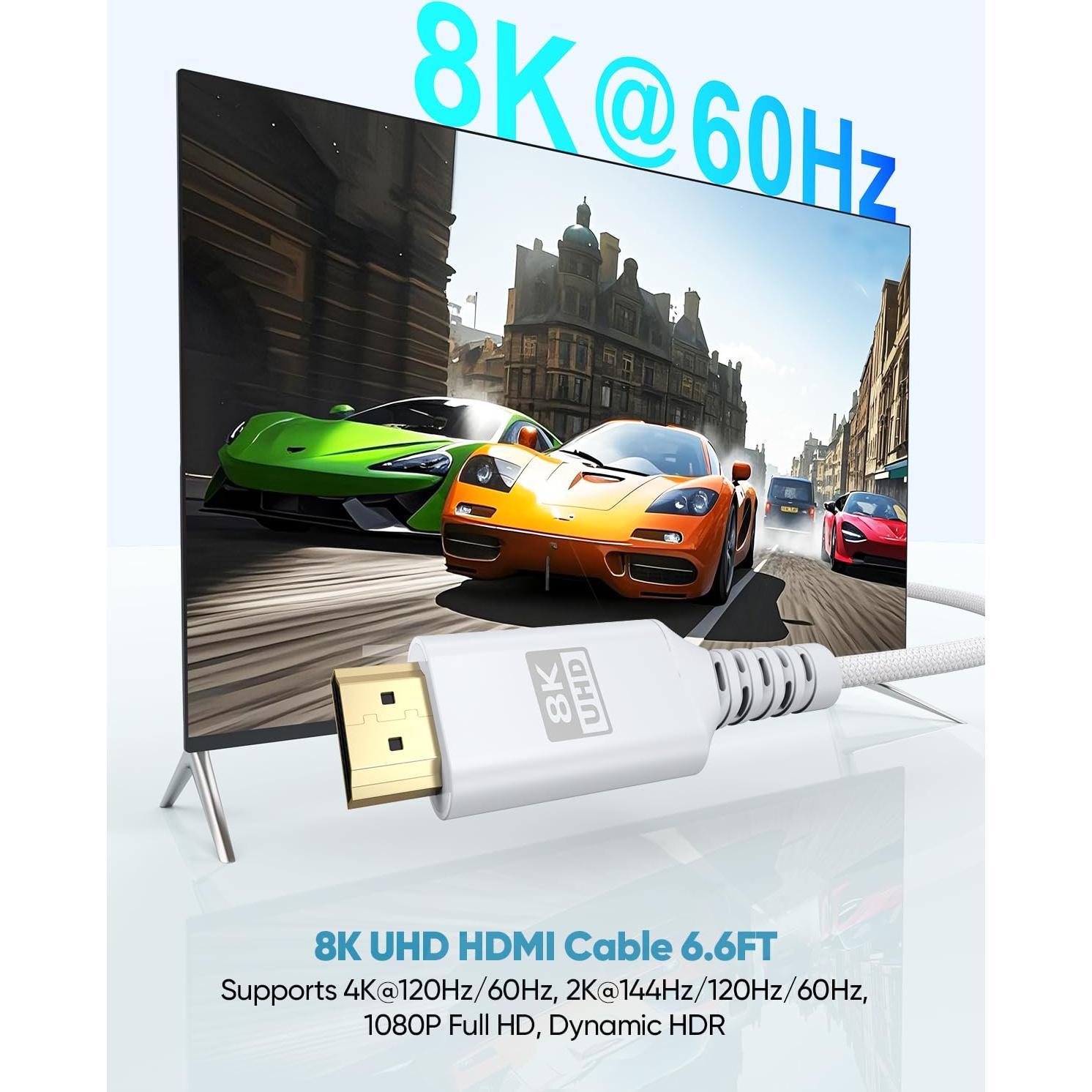 Cable HDMI 2.1 UVOOI Blanco 1.0M 8K 48Gbps Ultra Alta Velocidad