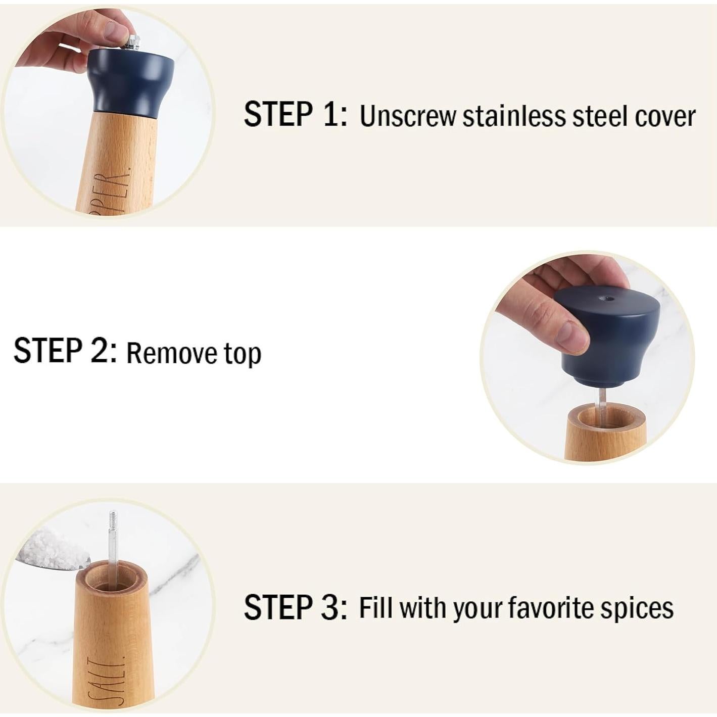 Juego de Molinillos de Sal y Pimienta Rae Dunn - Bambú Azul