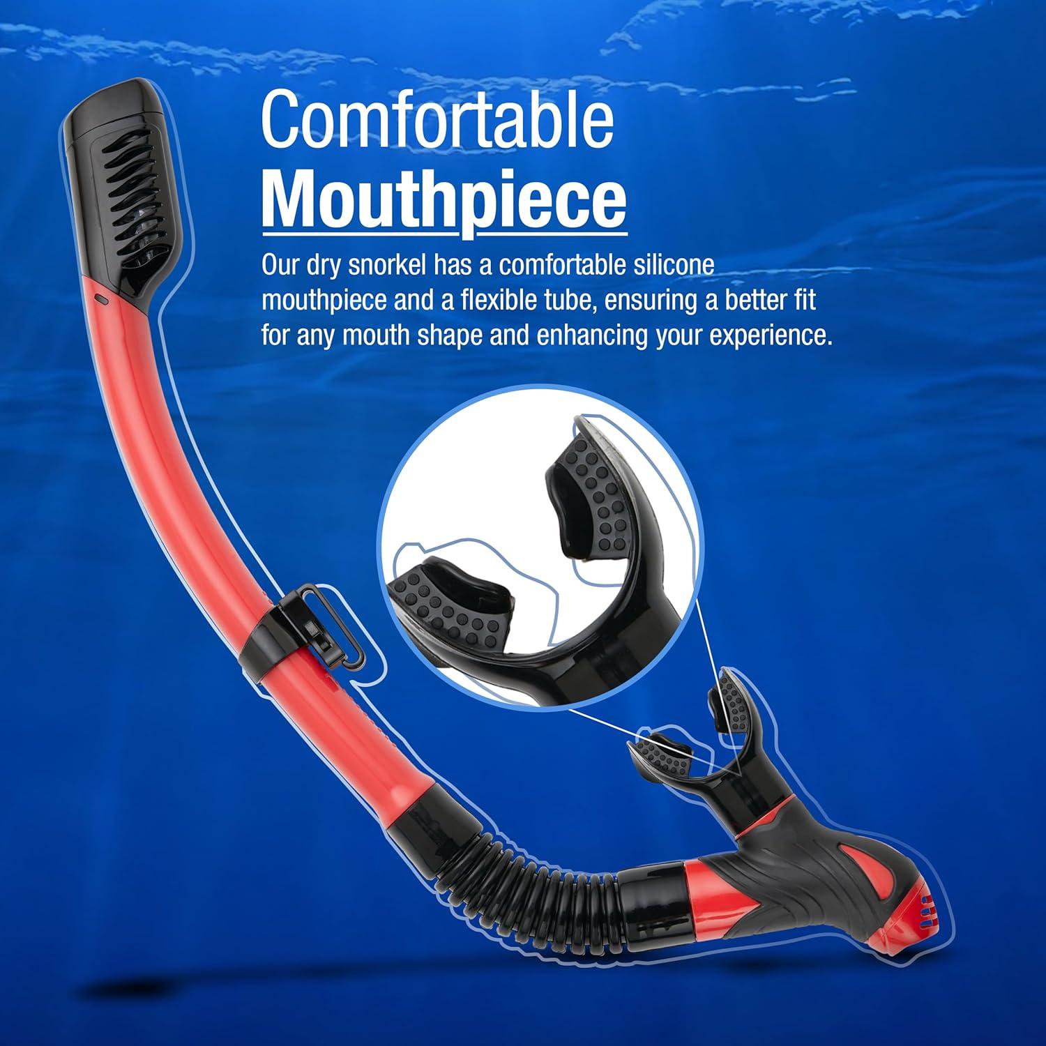 Snorkel Seco Kraken Aquatics KA101 Rojo con Válvula de Purga