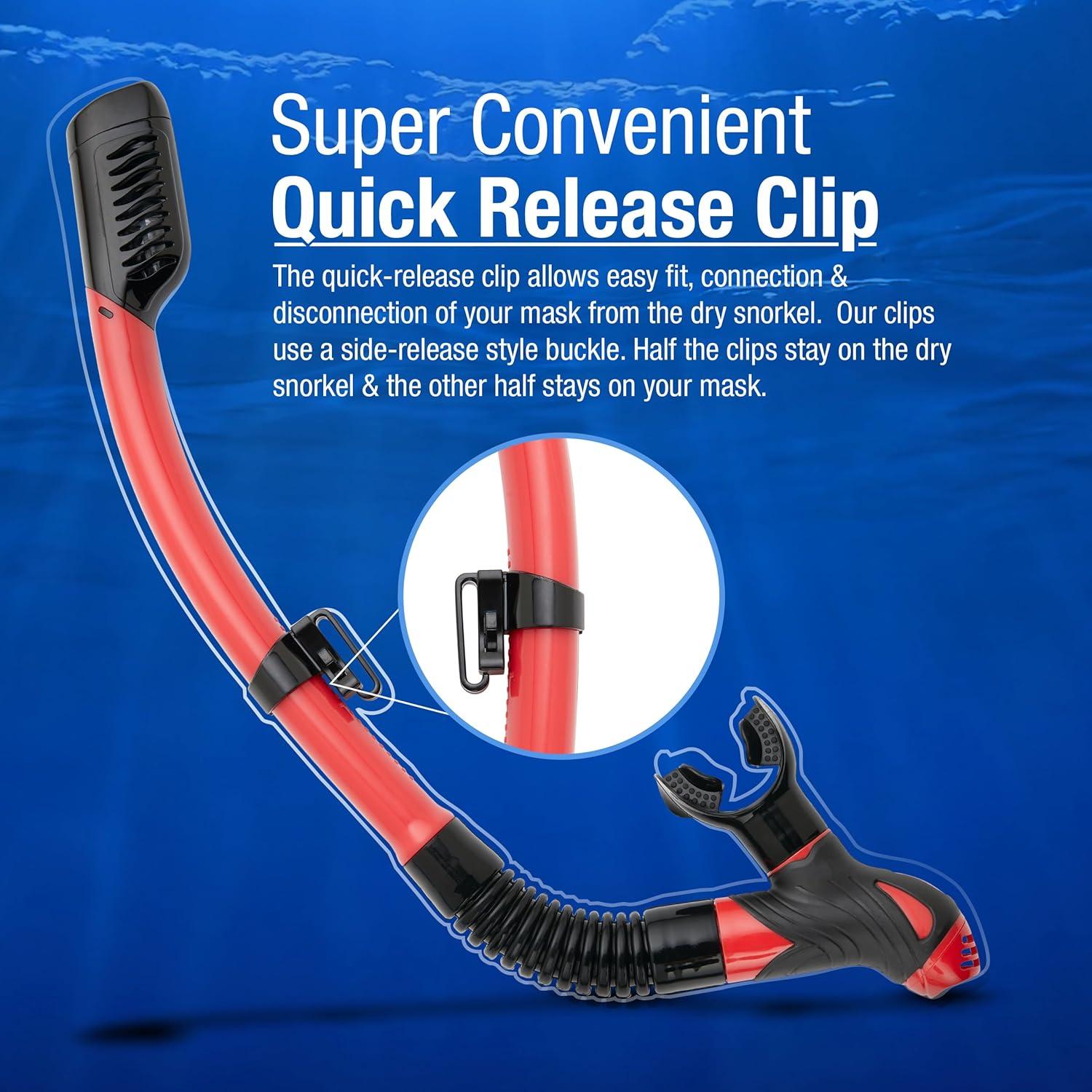 Snorkel Seco Kraken Aquatics KA101 Rojo con Válvula de Purga