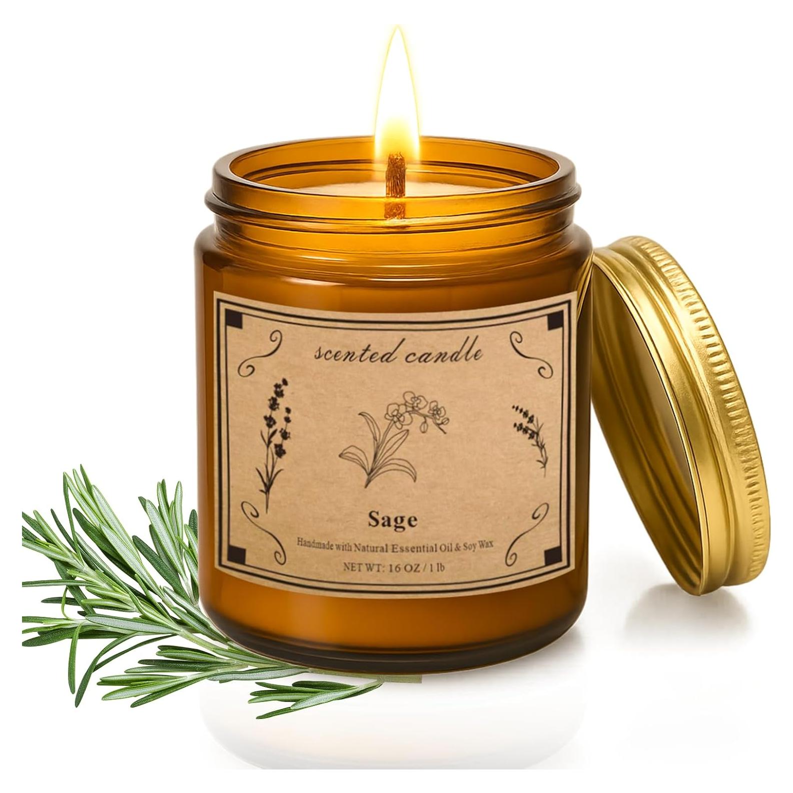 Vela Aromática de Salvia Pootes 450g - 100 Horas Quema