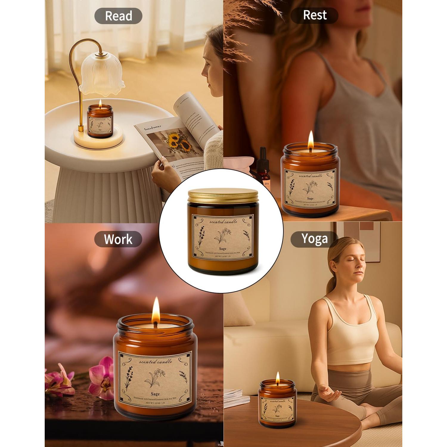 Vela Aromática de Salvia Pootes 450g - 100 Horas Quema