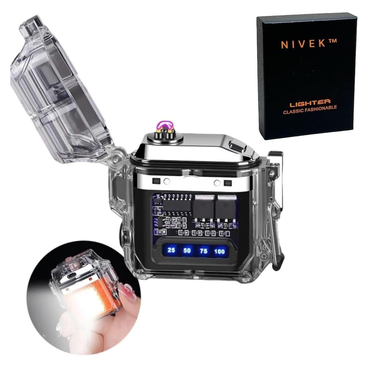 Encendedor Eléctrico Doble Arco NIVEK Recargable Impermeable