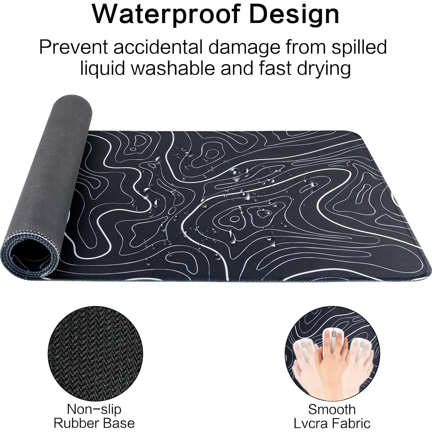 Alfombrilla de Ratón Grande ZXUZKEA Negra 80x30 cm Antideslizante