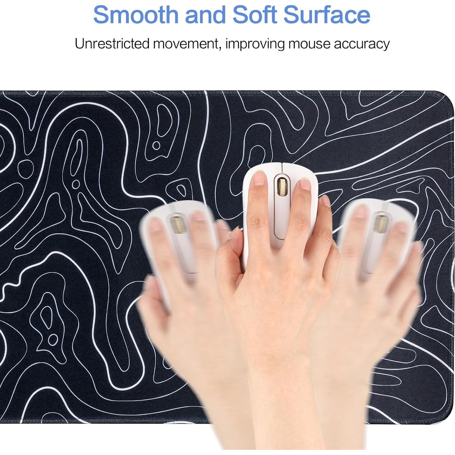 Alfombrilla de Ratón Grande ZXUZKEA Negra 80x30 cm Antideslizante