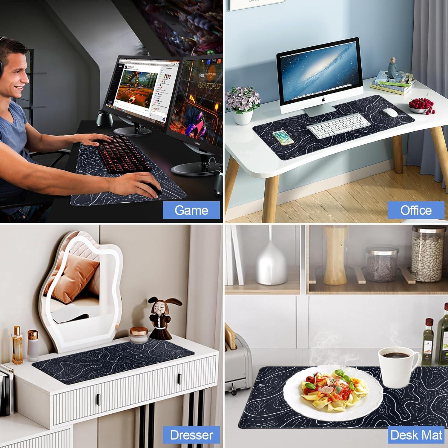 Alfombrilla de Ratón Grande ZXUZKEA Negra 80x30 cm Antideslizante