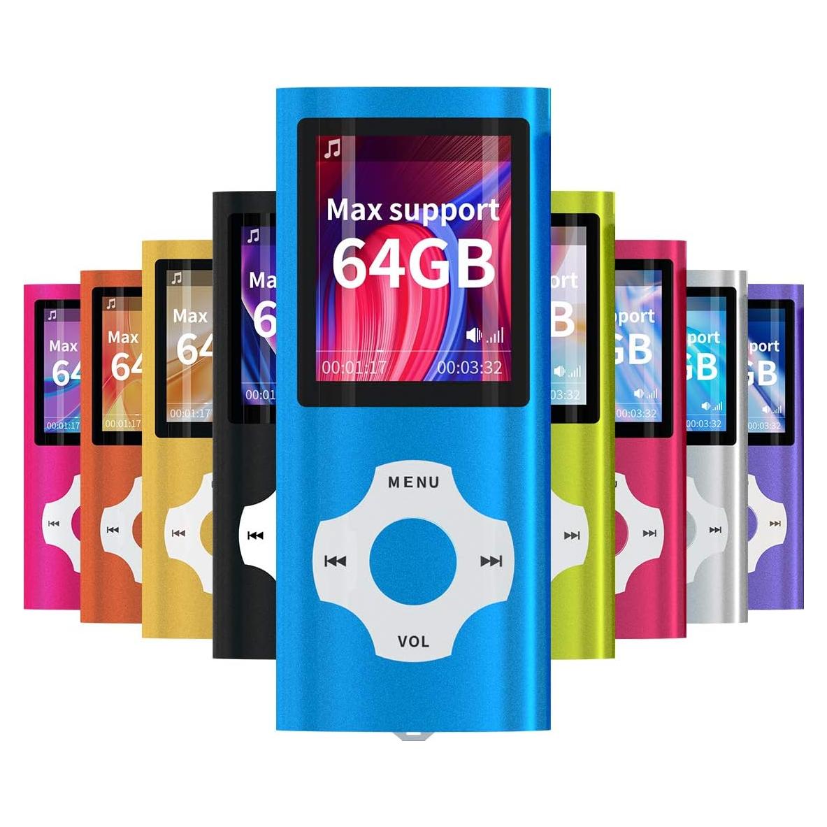 Reproductor MP3 Portátil MYMAHDI Azul Oscuro 64GB, Pantalla LCD