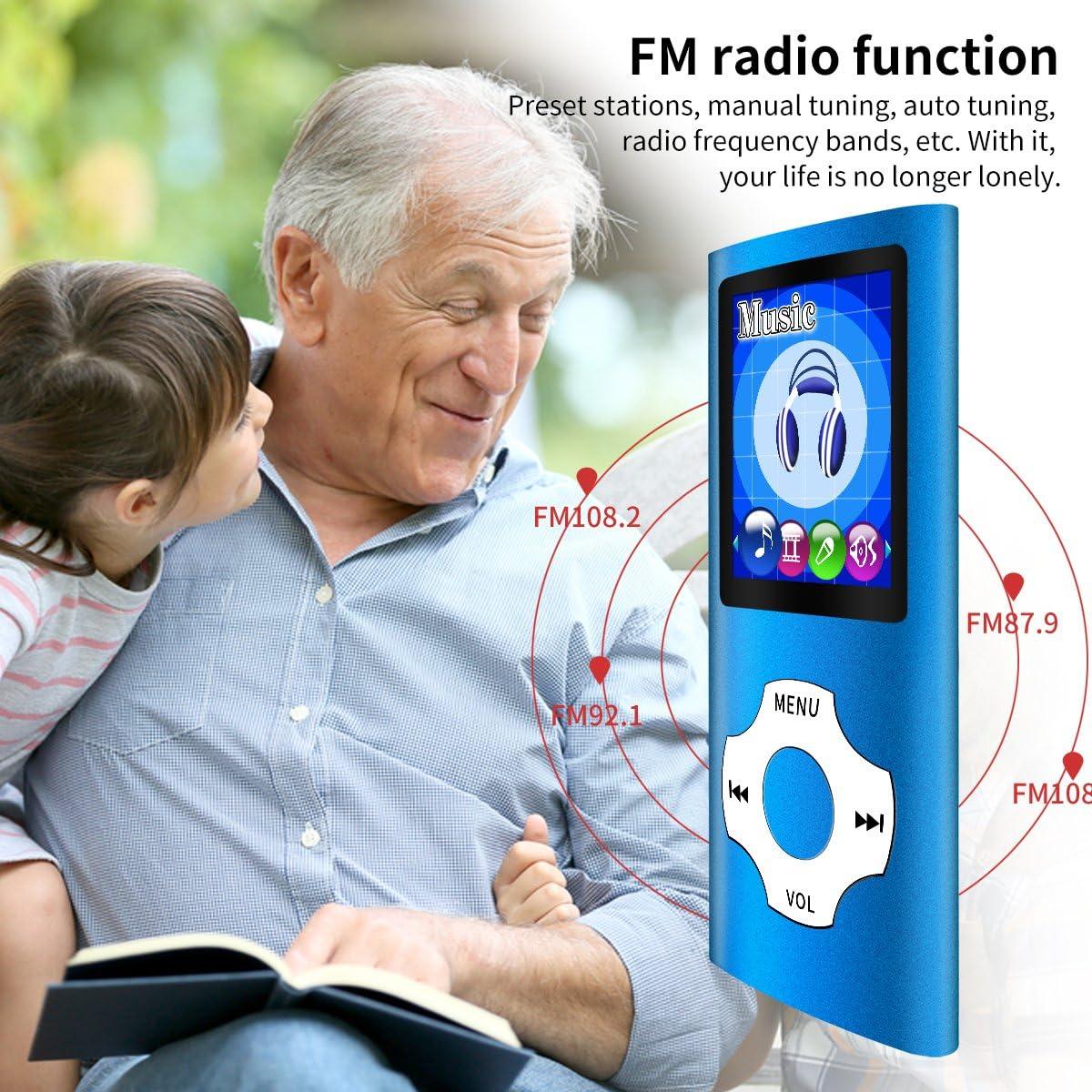 Reproductor MP3 Portátil MYMAHDI Azul Oscuro 64GB, Pantalla LCD