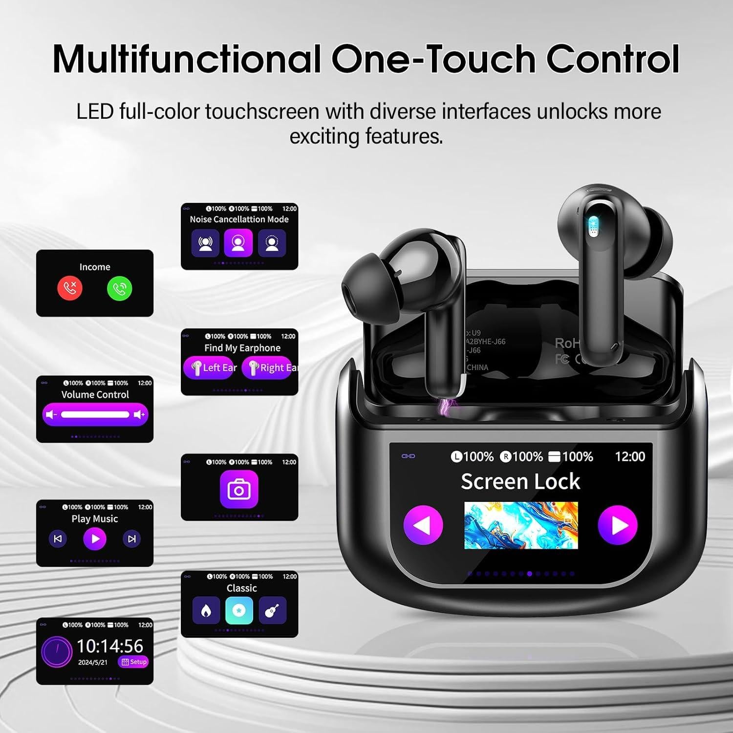 Auriculares Inalámbricos QXUFV U9 Bluetooth 5.4 con ANC 48H