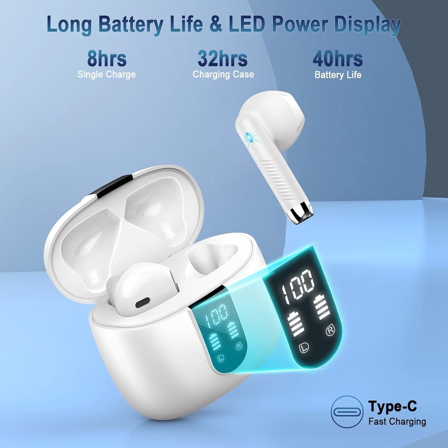 Auriculares Inalámbricos Bluetooth 5.3 Wasart J55 IP7 40H