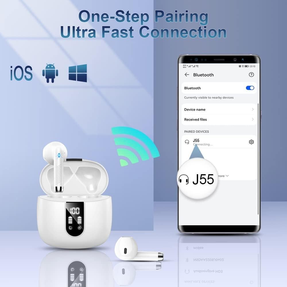 Auriculares Inalámbricos Bluetooth 5.3 Wasart J55 IP7 40H