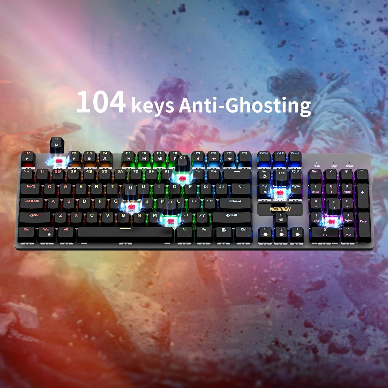 Teclado Mecánico Newmen GM325 Pro 104 Teclas RGB USB