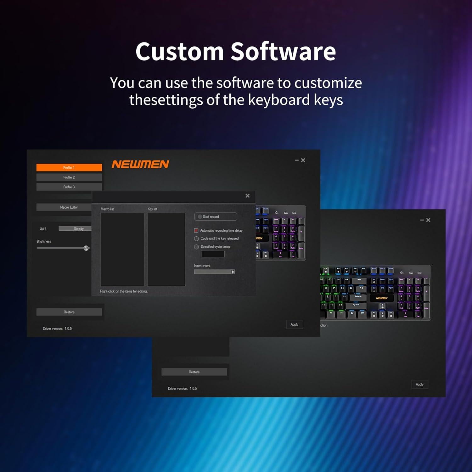 Teclado Mecánico Newmen GM325 Pro 104 Teclas RGB USB
