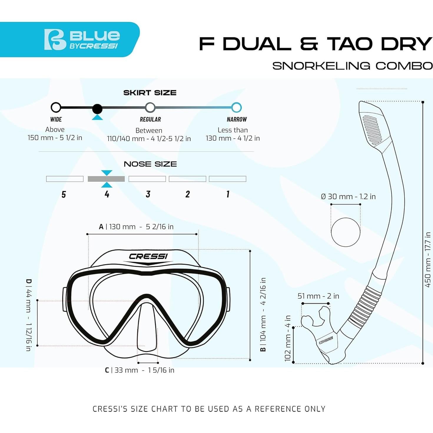 Máscara de buceo Cressi F-Dual y snorkel Tao Dry